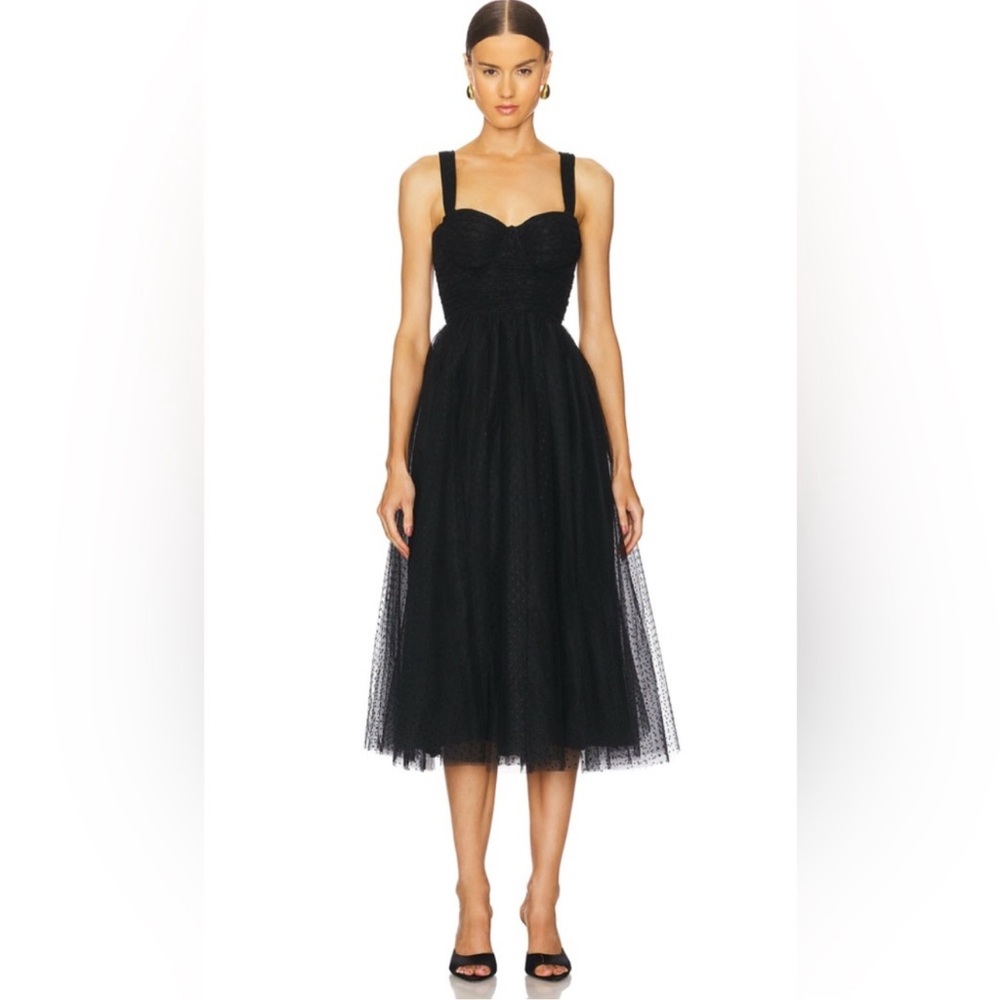 Zimmerman Tulle Midi Dress In Black Sz 2 Nwt